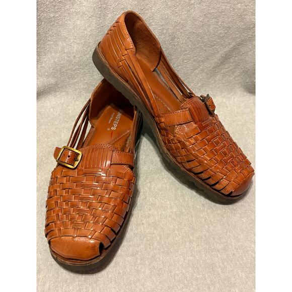 Sunsteps Size 8.5 Hand Woven Huaraches Brown Leather Women’s Shoes EUC - Picture 1 of 10
